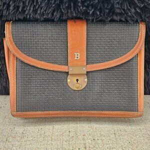Vintage Bally Clutch Bag Brown/Black Leather handbag